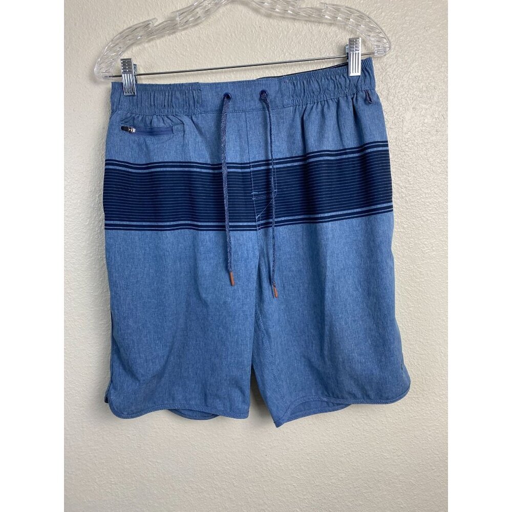 Cova Stripes Swim Trunks Board Shorts Mens size Medium Blue elastic Waist Pocket